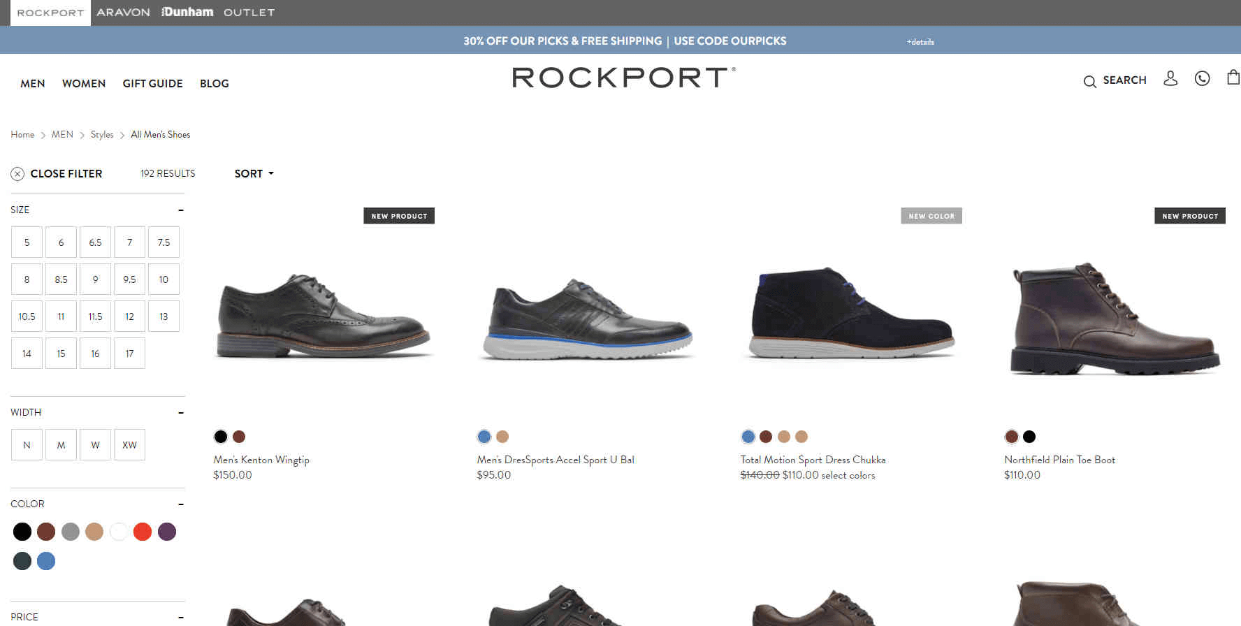 Rockport优惠码2024 现有精选鞋品额外7折+免邮促销美国免邮